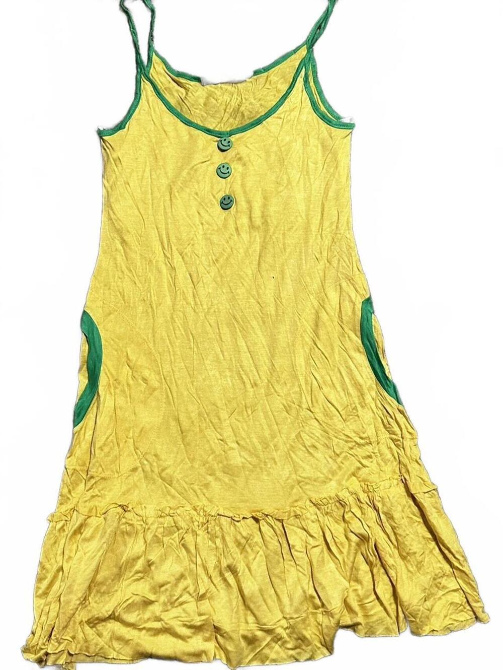 Monteau Y2K Does 70s inspired Smily Face Yellow and Green Tennis Dress Size S